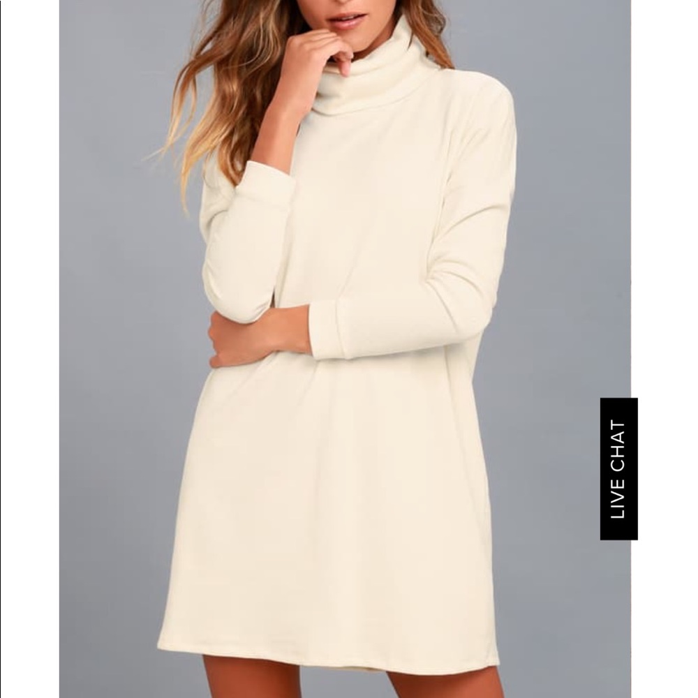 Lulus cream turtle neck long sleeve dress